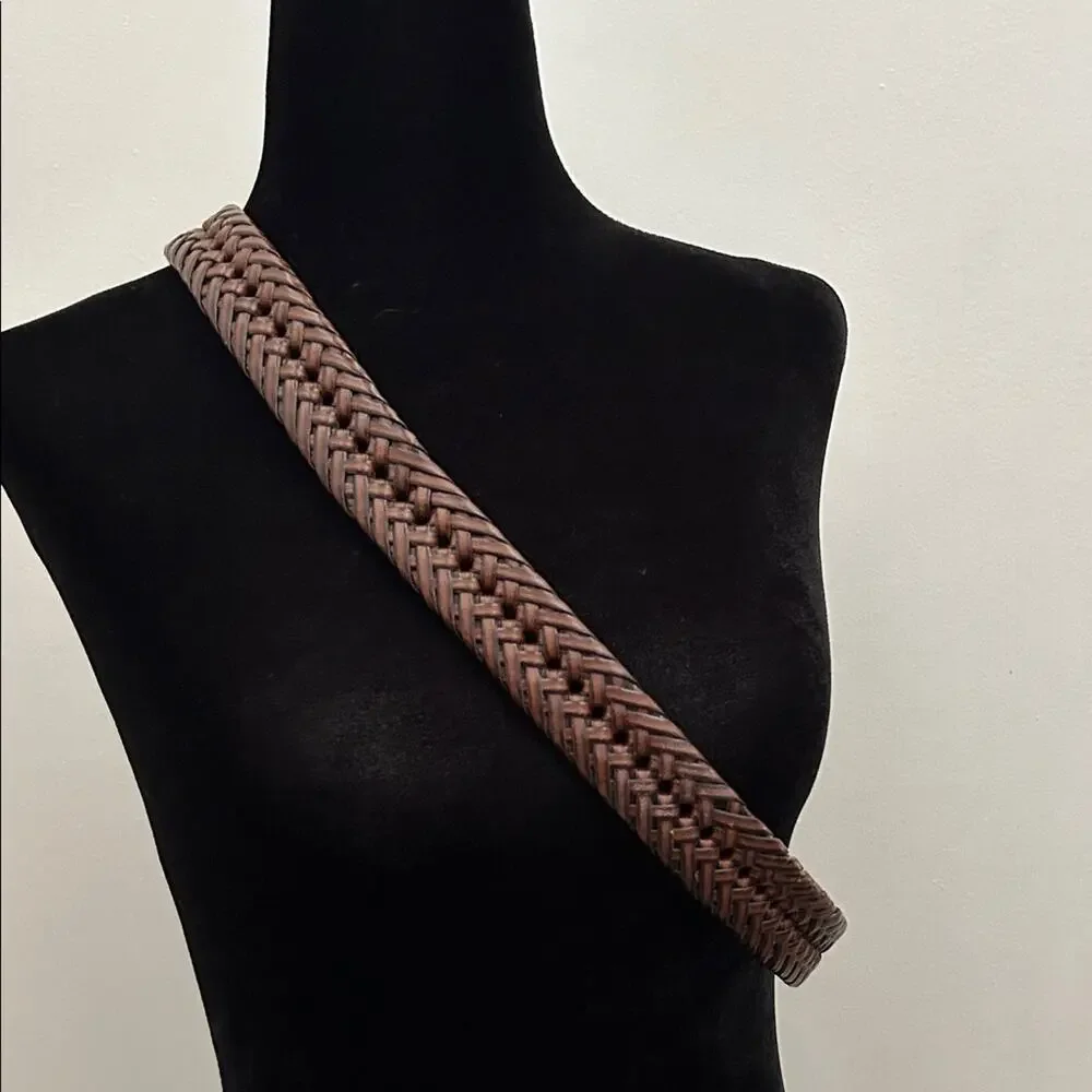 Braided Leather Men's Belt - Brown